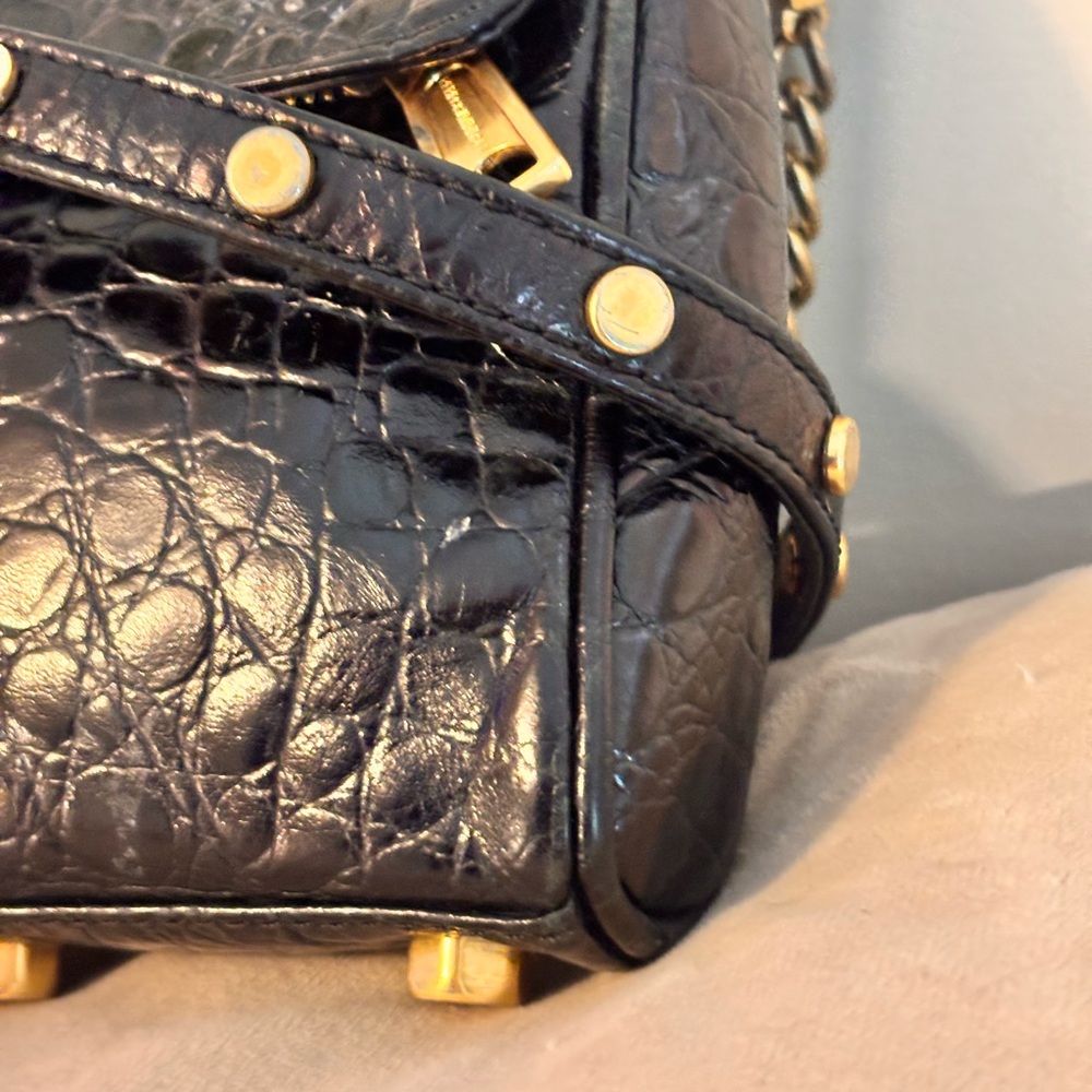Rebecca Minkoff Black Croc Embossed Leather Crossbody Bag - Picture 4 of 12